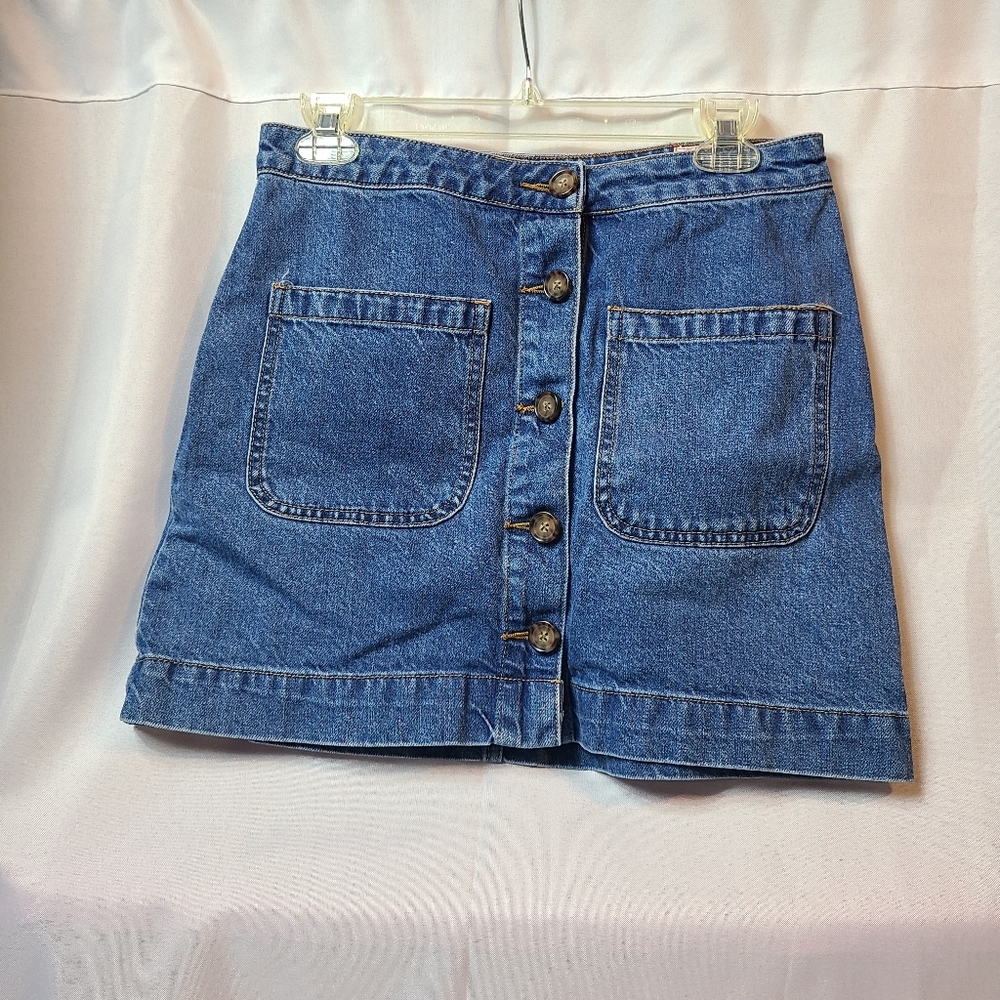We The Free Super High Rise Denim Jean Button Down Mini Skirt Women's Size 28